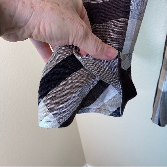 Bellissima Brown Tan Button Up Linen Blend Top M - Picture 4 of 11